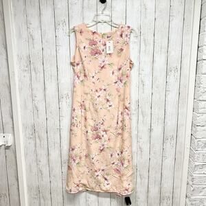 Vintage R&K Dress Women 10 Pink Floral Patterned Sleeveless Chiffon Maxi Zip